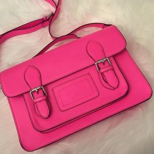 hibou Neon Pink Cambridge Satchel Crossbody Bag